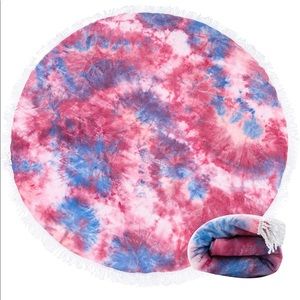 Pink Round Tye Dye Towel & Carry Bag